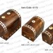 	Wood Carved Half Round Jewelry Box With Onlaid Work