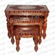 Wood Carving Full Brass Work Nested Table~Wooden Nested Table